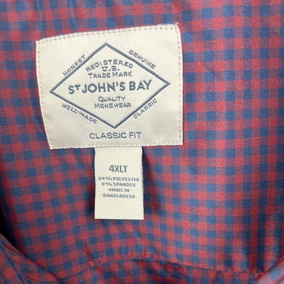St. John's Bay 4XLT Burgundy Gingham Button Down - Picture 5 of 6